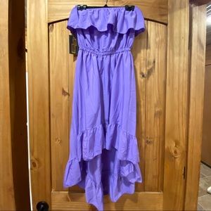 STRAPLESS LAVENDER HIGH LOW SUMMER DRESS - Size:S